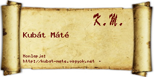 Kubát Máté névjegykártya